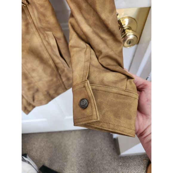 Wild Fable Brown Faux Leather Fringe Jacket L - Picture 8 of 13